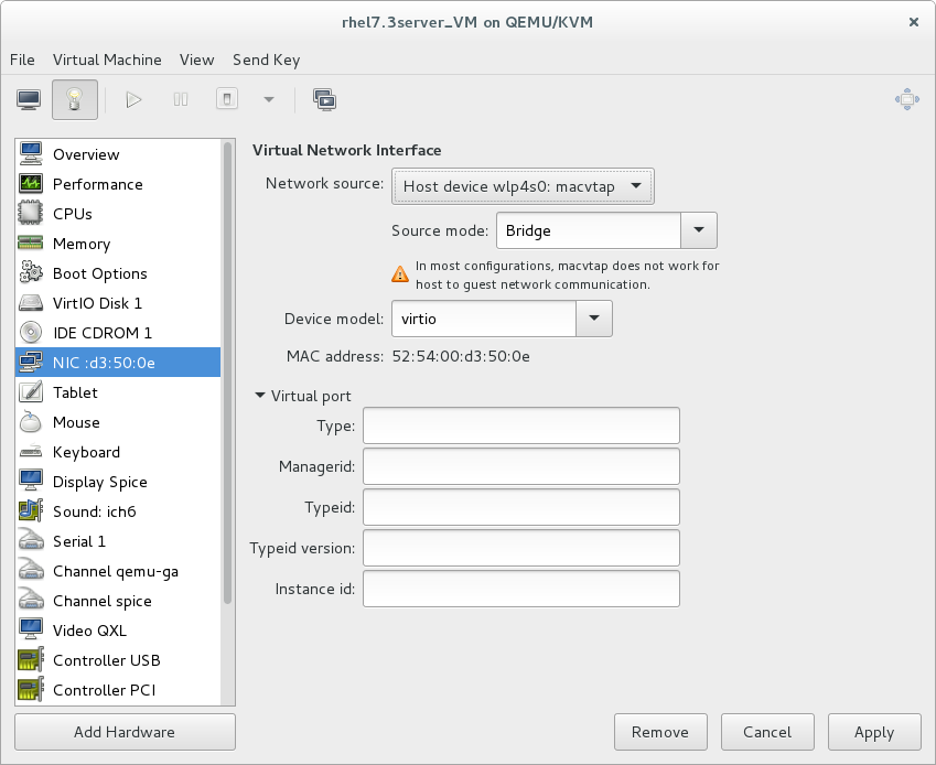 Configuring macvtap in virt-manager