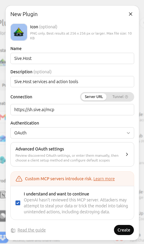 SiveHost MCP ChatGPT